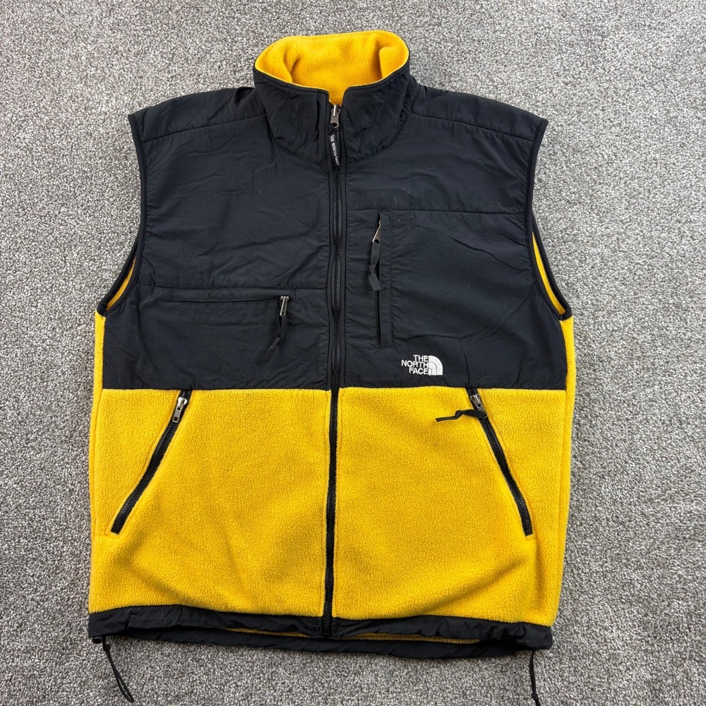 Vintage The North Face Denali Vest Mens Large Yellow Fleece Full Zip Outdoor